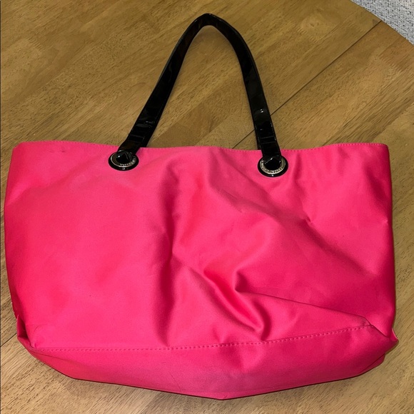 Victoria's Secret Vibrant Pink Tote with Black Handles - Picture 3 of 5
